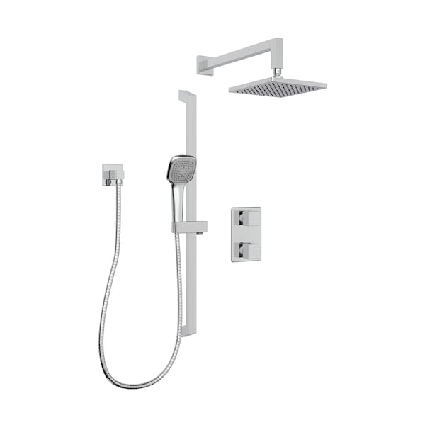 Keeney Rain Thermostatic Square Shower System, Polished Chrome KIT-QUA140TSCP